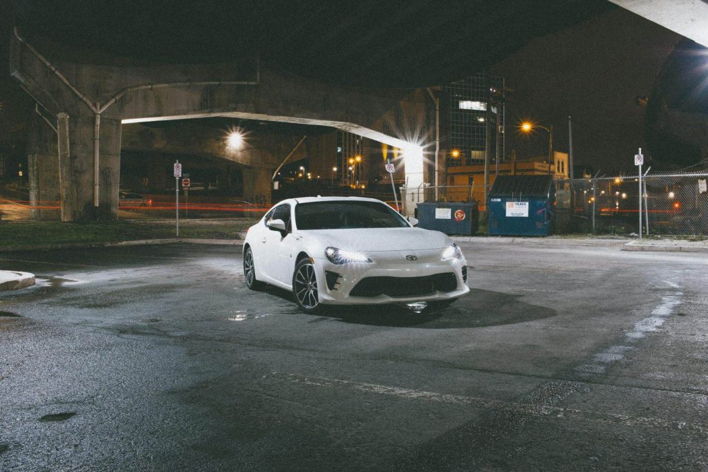 remaps edinburgh 4 white sports car at night
