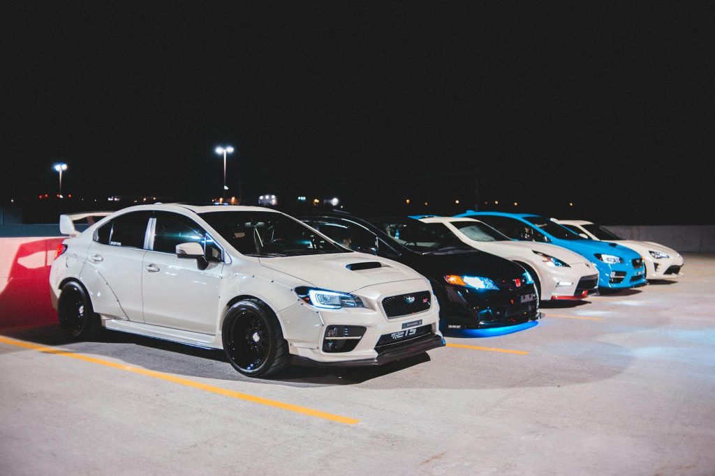 remaps edinburgh 7 sports cars parked at night